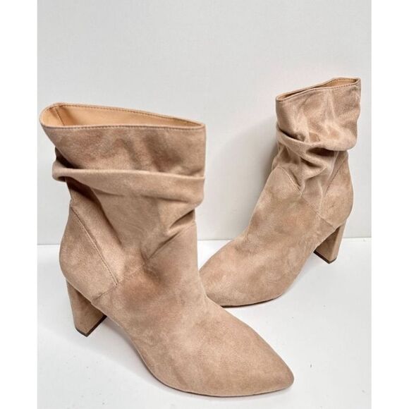 Jessica Simpson Slouch Ankle Boots Pointed Toe High Heel Neutral Tan Size 8 - Picture 3 of 8